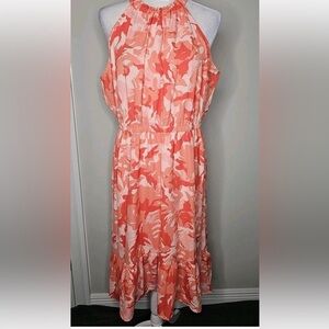 Nine West Pink and Coral High/Low Midi Dress